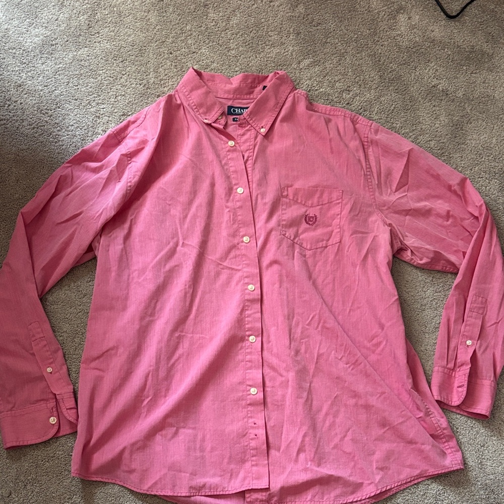 Chaps Pink Casual Button Down Shirt